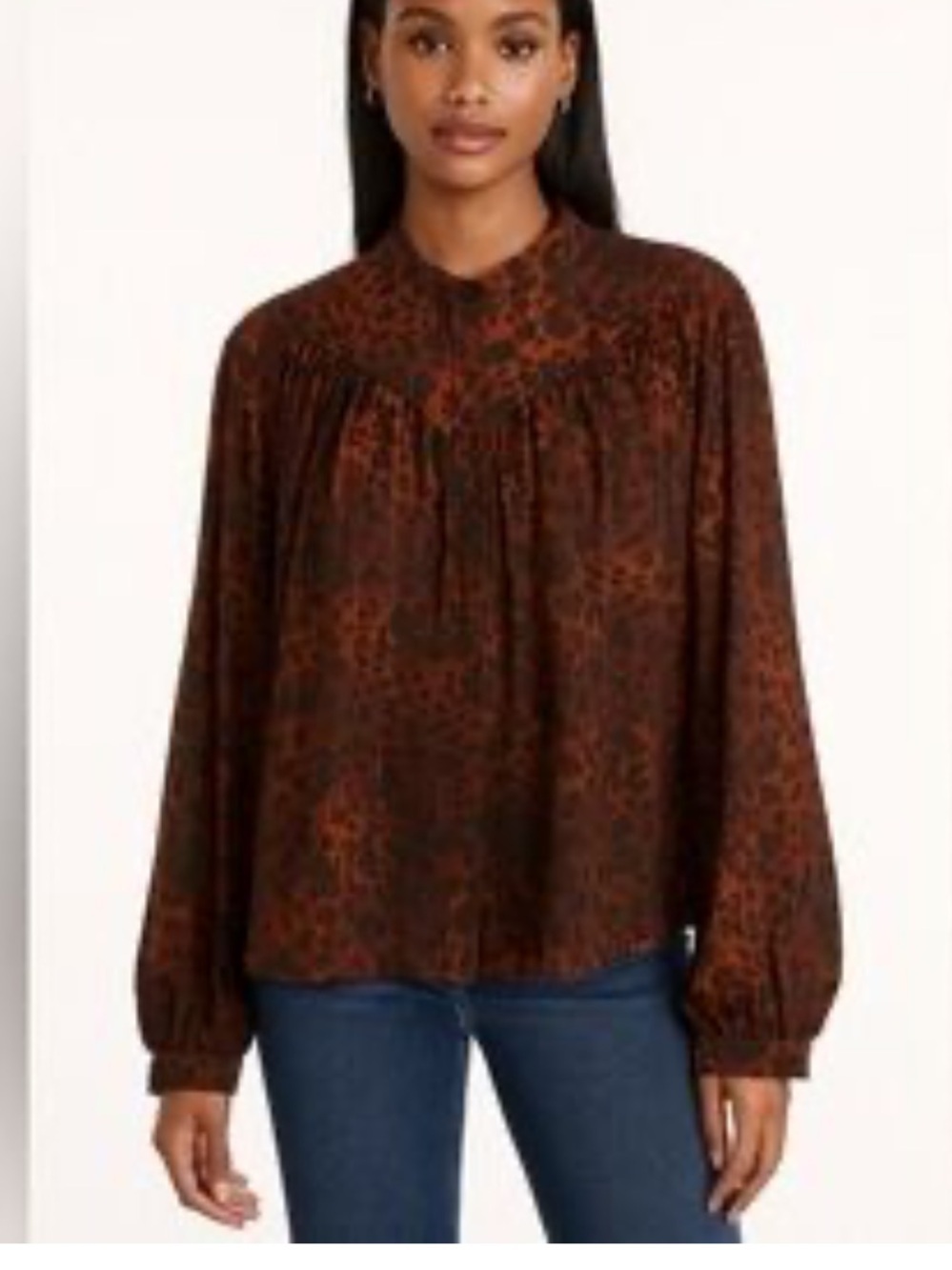 CALYPSO ST. BARTH Sheer Leopard Print Blouse Brown Size Medium